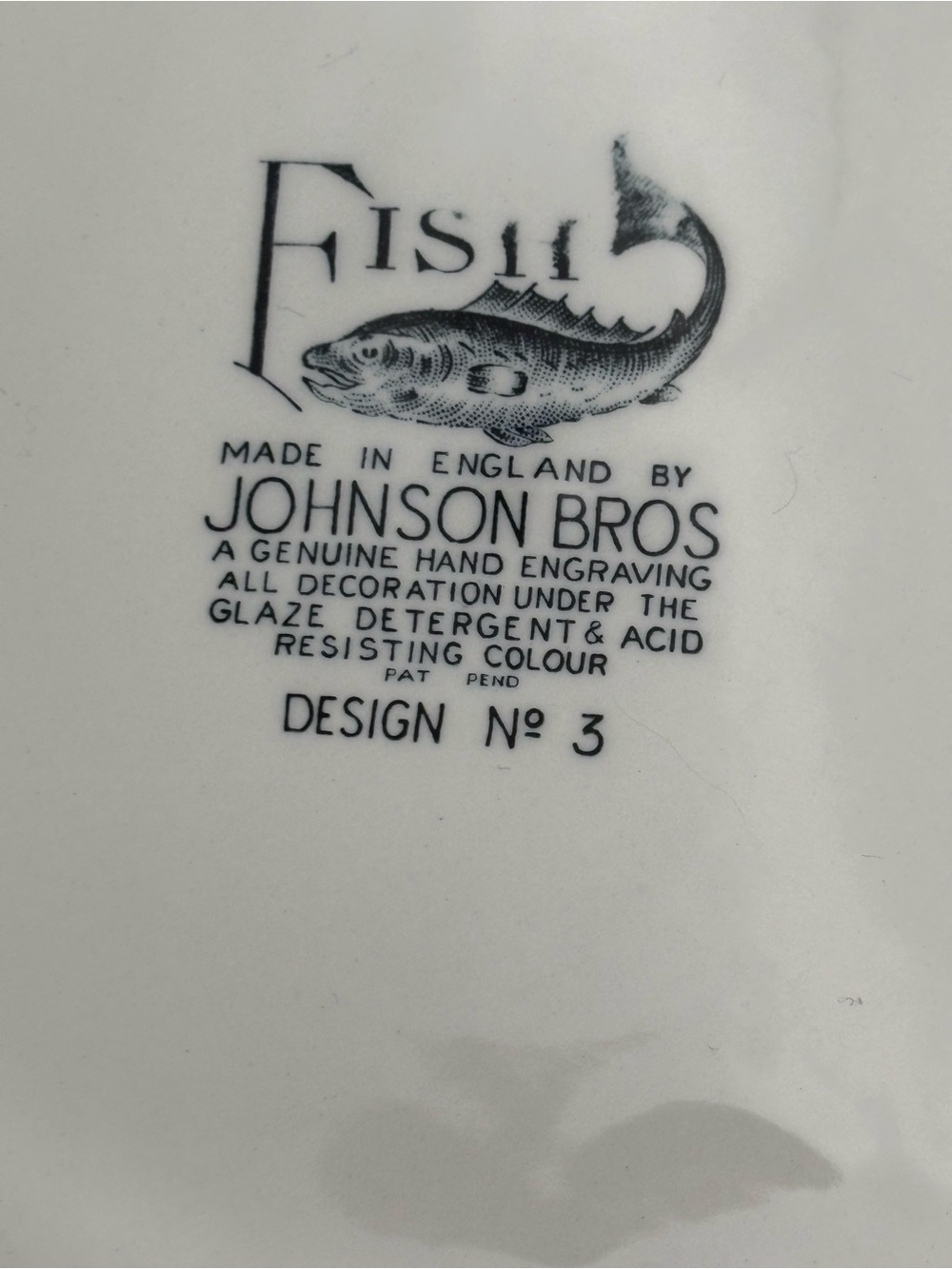 Vintage Johnson Bros. Fish Ceramic Plate Design No. 3 - Made in England - 10” - Picture 5 of 8